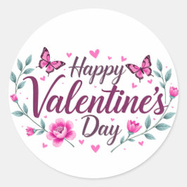 Fijne Valentijnsdag sticker met vlinders