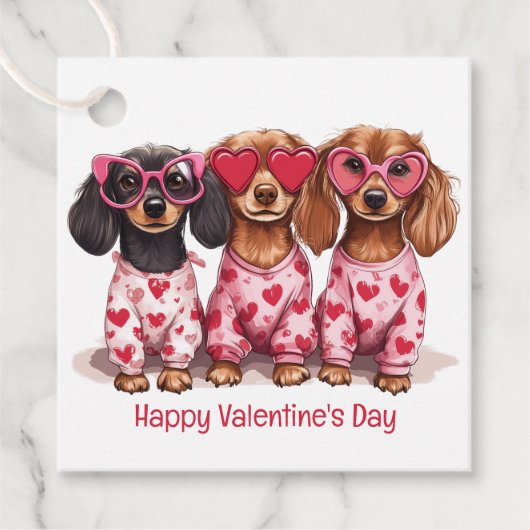 Fijne Valentijnsdag Teckel Honden Bedankjes Labels (Voorkant)