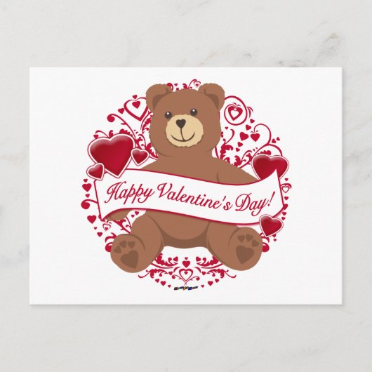 Fijne Valentijnsdag! Teddy Bear Feestdagenkaart (Voorkant)