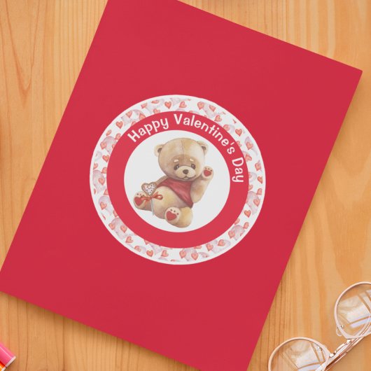 Fijne Valentijnsdag Teddy Bear Hearts Ronde Sticker