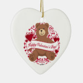 Fijne Valentijnsdag! Teddy Bear Keramisch Ornament (Rechts)
