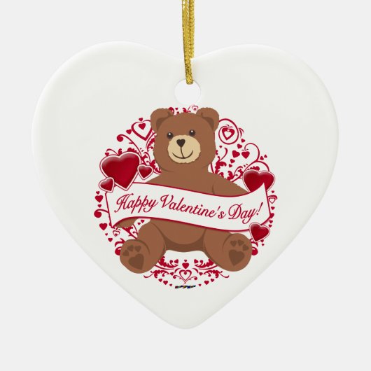 Fijne Valentijnsdag! Teddy Bear Keramisch Ornament (Voorkant)