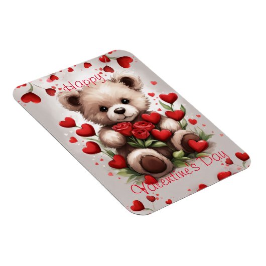 Fijne Valentijnsdag Teddy Bear Love Hearts Magneet (Rechterzijde)