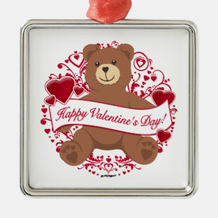 Fijne Valentijnsdag! Teddy Bear Metalen Ornament