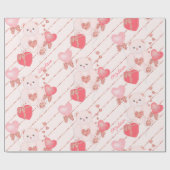 Fijne Valentijnsdag Teddy Bear Pattern op Roze Cadeaupapier (Vlak)