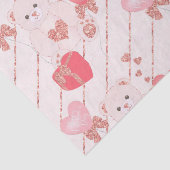 Fijne Valentijnsdag Teddy Bear Pattern op Roze Tissuepapier (Detail)
