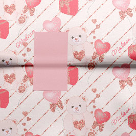 Fijne Valentijnsdag Teddy Bear Pattern op Roze Tissuepapier