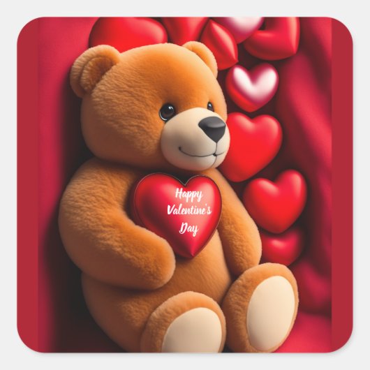 Fijne Valentijnsdag Teddy Bear sticker (Voorkant)
