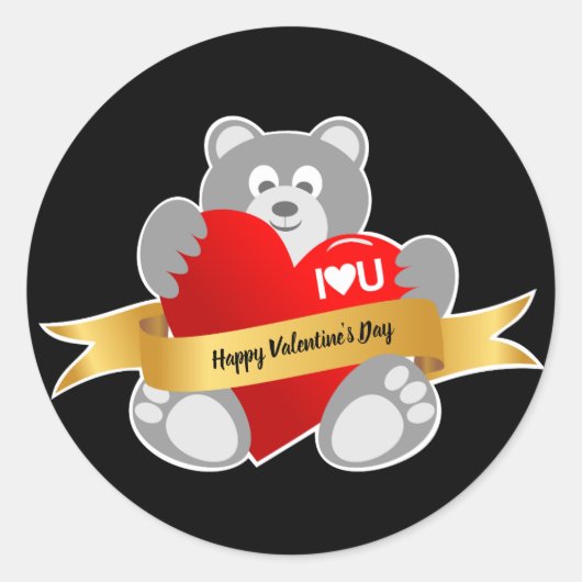 Fijne Valentijnsdag Teddy Bear sticker (Voorkant)