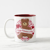 Fijne Valentijnsdag! Teddy Bear Tweekleurige Koffiemok (Links)