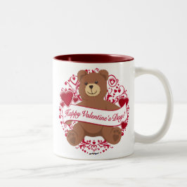 Fijne Valentijnsdag! Teddy Bear Tweekleurige Koffiemok