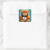 Fijne Valentijnsdag Teddy Bear Vierkante Sticker (Tas)