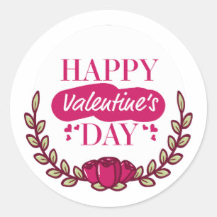 Fijne Valentijnsdag Tekst Classic Round Sticker