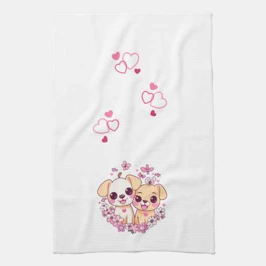 Fijne Valentijnsdag! Theedoek (Verticaal)