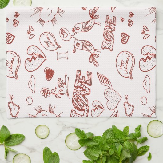 Fijne Valentijnsdag Theedoek (Gevouwen)