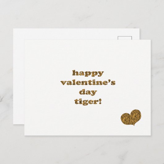 Fijne Valentijnsdag tijger! Tiger Print Typograaf Feestdagenkaart (Voorkant / Achterkant)