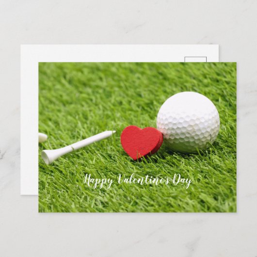 Fijne Valentijnsdag tot golfer met liefde en golf Briefkaart (Voorkant / Achterkant)