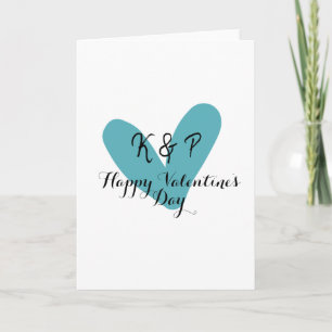 Fijne Valentijnsdag turquoise hart naam letter  Kaart