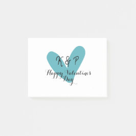Fijne Valentijnsdag turquoise hart naam letter  Post-it® Notes