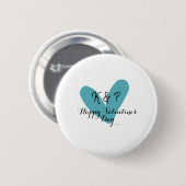 Fijne Valentijnsdag turquoise hart naam letter  Ronde Button 5,7 Cm (Voorkant /achterkant)