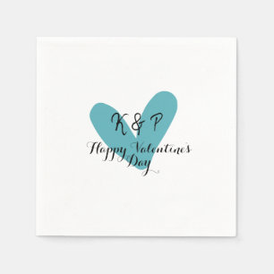 Fijne Valentijnsdag turquoise hart naam letter Servet