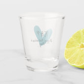 Fijne Valentijnsdag turquoise hart naam letter  Shot Glas (Achterkant)