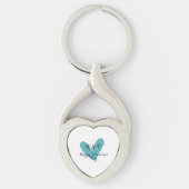 Fijne Valentijnsdag turquoise hart naam letter  Sleutelhanger (Voorkant)