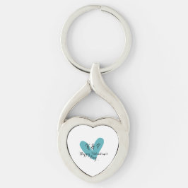 Fijne Valentijnsdag turquoise hart naam letter  Sleutelhanger