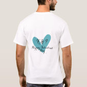 Fijne Valentijnsdag turquoise hart naam letter T-shirt (Achterkant)