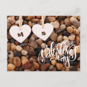 Fijne Valentijnsdag. Twee harten op het strand Feestdagenkaart (Voorkant)