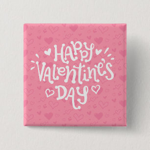Fijne Valentijnsdag Typografie Speldknop Vierkante Button 5,1 Cm