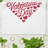 Fijne Valentijnsdag Valentijn Liefde Hart Theedoek (Gevouwen)