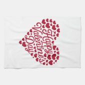 Fijne Valentijnsdag Valentijn Liefde Hart Theedoek (Horizontaal)