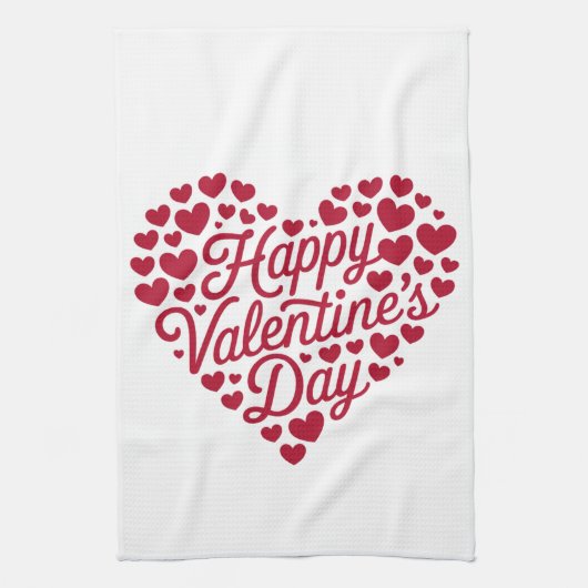 Fijne Valentijnsdag Valentijn Liefde Hart Theedoek (Verticaal)