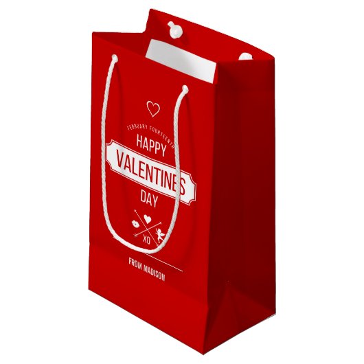 Fijne Valentijnsdag Valentijn Symbolen Gift Bag Klein Cadeauzakje (Voorkant Gekanteld)