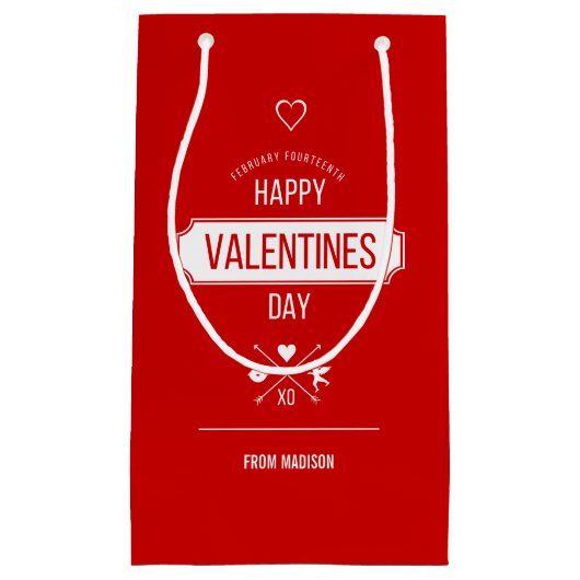 Fijne Valentijnsdag Valentijn Symbolen Gift Bag Klein Cadeauzakje (Voorkant)