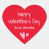 Fijne Valentijnsdag van aangepaste naam in het roo Hart Sticker (Voorkant)