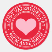 Fijne Valentijnsdag van aangepaste naam rood Ronde Sticker (Voorkant)