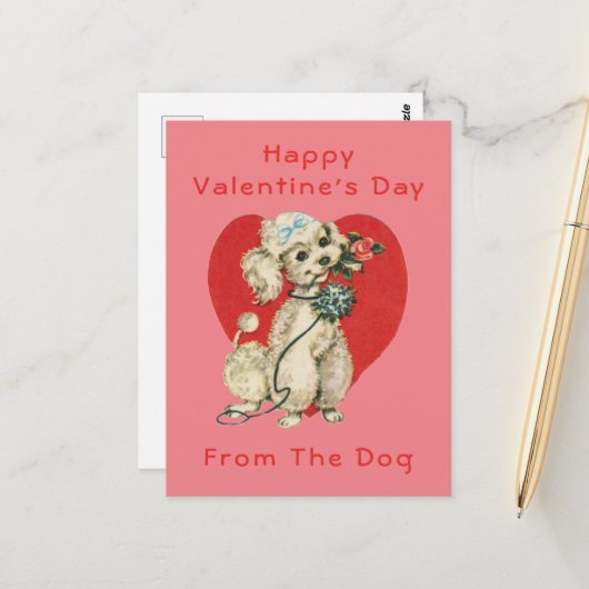 Fijne Valentijnsdag van de hond Briefkaart (Voorkant / Achterkant in situ)