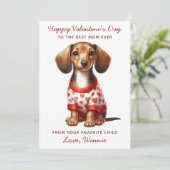 Fijne Valentijnsdag van de hond Schattige Dachshun Feestdagenkaart (Staand voorkant)