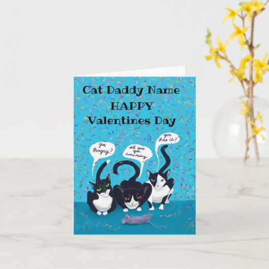 Fijne valentijnsdag van de kattenkaart kaart (Gele Bloem)