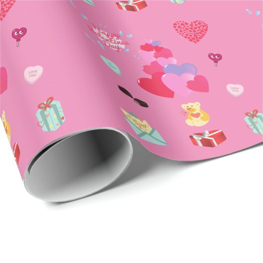 Fijne Valentijnsdag verpakkingspapier. Cadeaupapier (Rol Hoek)