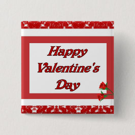 Fijne Valentijnsdag Vierkante Button 5,1 Cm
