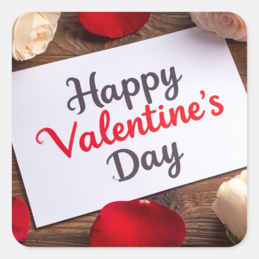 Fijne valentijnsdag vierkante sticker (Voorkant)