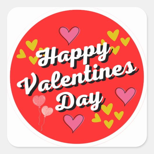 Fijne valentijnsdag vierkante sticker (Voorkant)