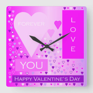 Fijne Valentijnsdag voor de liefde Zware roze Vierkante Klok
