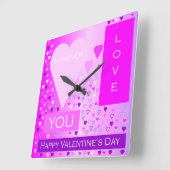 Fijne Valentijnsdag voor de liefde Zware roze Vierkante Klok (Hoek)