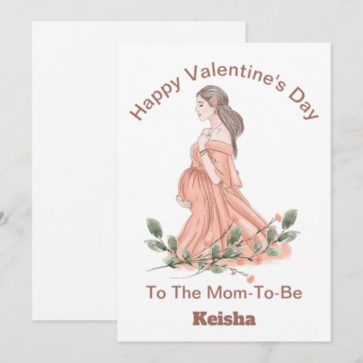 Fijne Valentijnsdag voor de mam-te-zijn kaart (Voorkant / Achterkant)