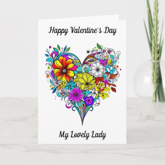 Fijne Valentijnsdag voor haar | kleurplaat Kaart (Voorkant)