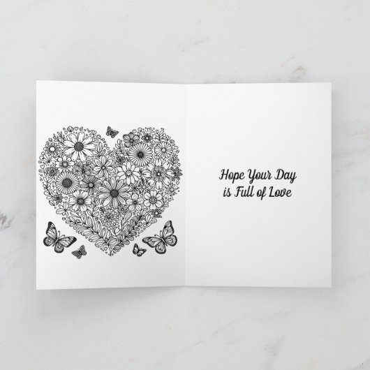 Fijne Valentijnsdag voor haar | kleurplaat Kaart (Binnen)